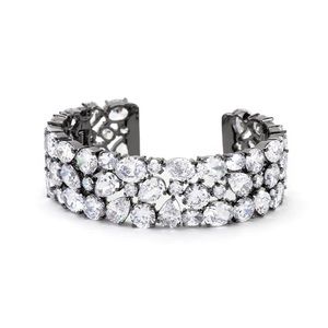 Bejeweled Cubic Zirconia Cuff (Black)